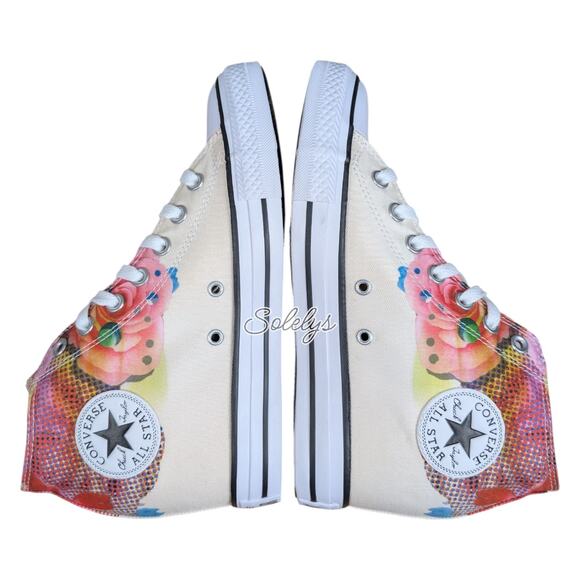 Converse 2016 CTAS Lux Mid Hidden Wedge Rose Floral Canvas Sneaker Womens 9.5 - Picture 8 of 11
